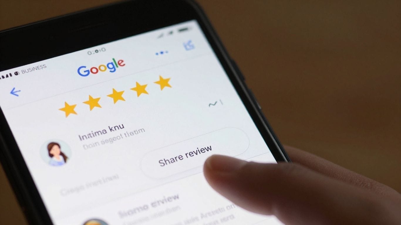 Google Business review link sharing on a smartphone.
